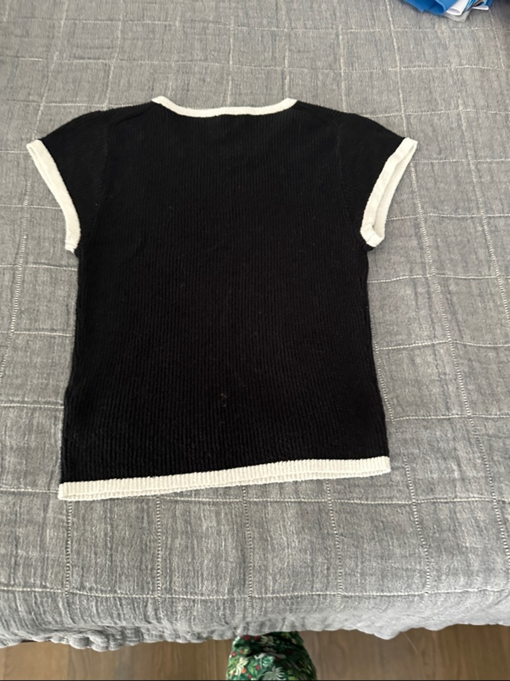 J. Crew Black Short-Sleeve Knit Top with White Trim - Picture 4 of 4